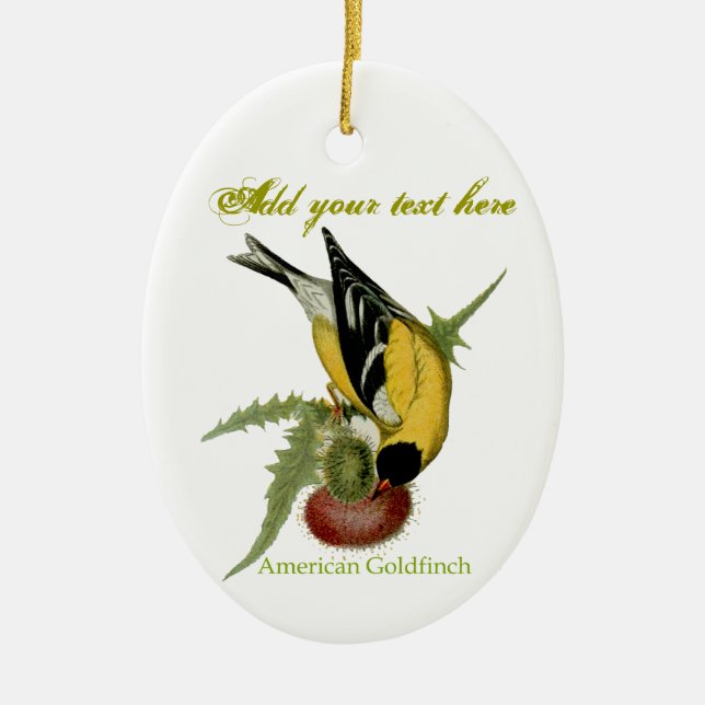 American Goldfinch Ceramic Tree Decoration (Front)