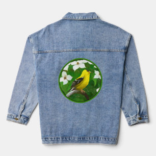 American Goldfinch in Winter Painting - Wild Bird  Denim Jacket