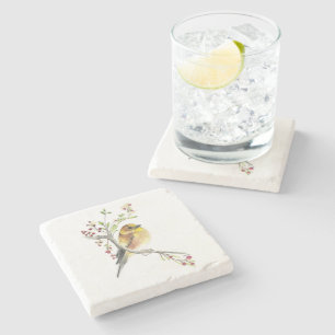 American Goldfinch Watercolor Art Stone Coaster