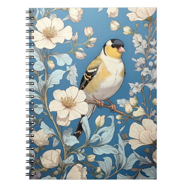 American Goldfinch William Morris Inspired Notebook (Front)