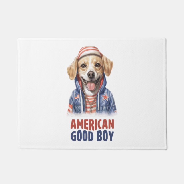 American GoodBoy Dog US Jacket 4th July  Doormat (Front)