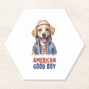 American GoodBoy Dog US Jacket th July  Paper Coaster