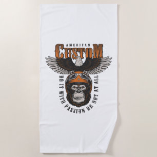 American Gorilla Motorcycle Vintage Biker Eagle Beach Towel