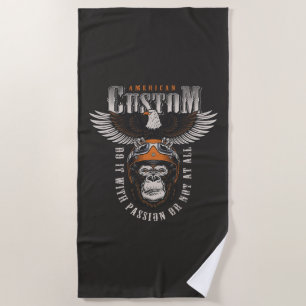 American Gorilla Motorcycle Vintage Biker Eagle Beach Towel
