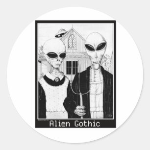 American Gothic, Alien Portraits, Aliens Classic Round Sticker