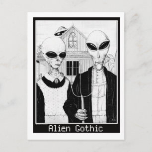 American Gothic, Alien Portraits, Aliens Postcard
