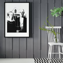 American Gothic Black and White unframed
