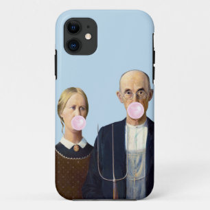 American Gothic blowing pink bubble gum Case-Mate iPhone Case