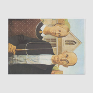 American Gothic by Grant Wood,reproduction art,vin Tissue Paper