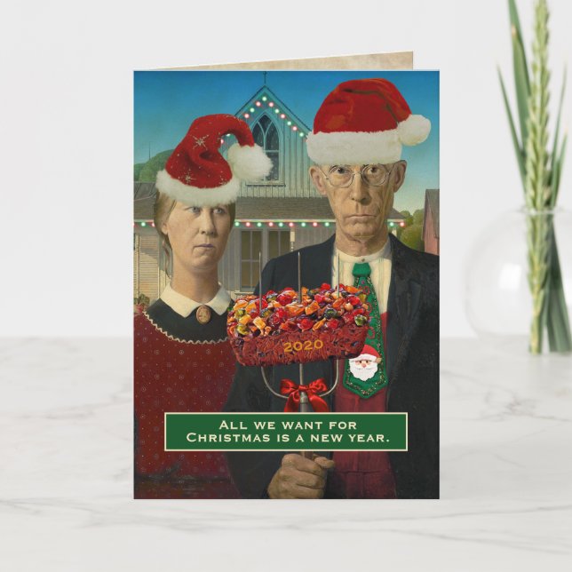 American Gothic Christmas 2020 As Bad As Fruitcake Holiday Card (Front)