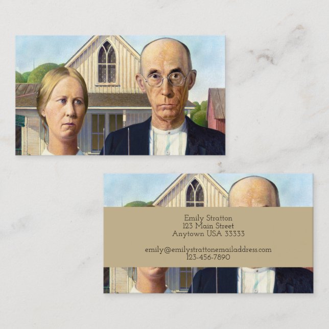 American Gothic Classic Painting Grant Wood Business Card (Front/Back)