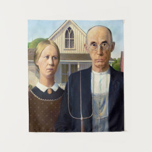 American Gothic Classic Painting Grant Wood Tapestry