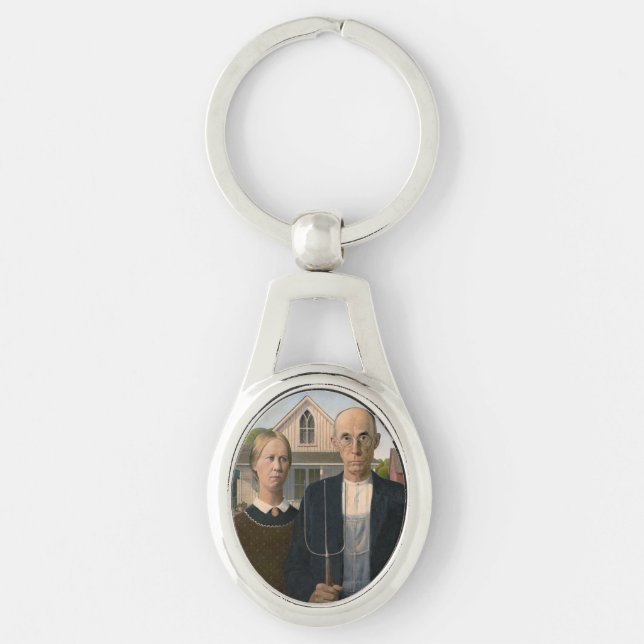 American Gothic: Country Life Poor Rural Farmer Key Ring (Front)