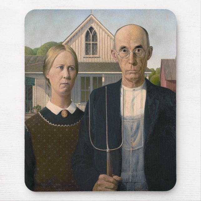American Gothic: Country Life Poor Rural Farmer Mouse Pad (Front)