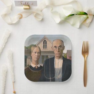 American Gothic: Country Life Poor Rural Farmer Paper Plate