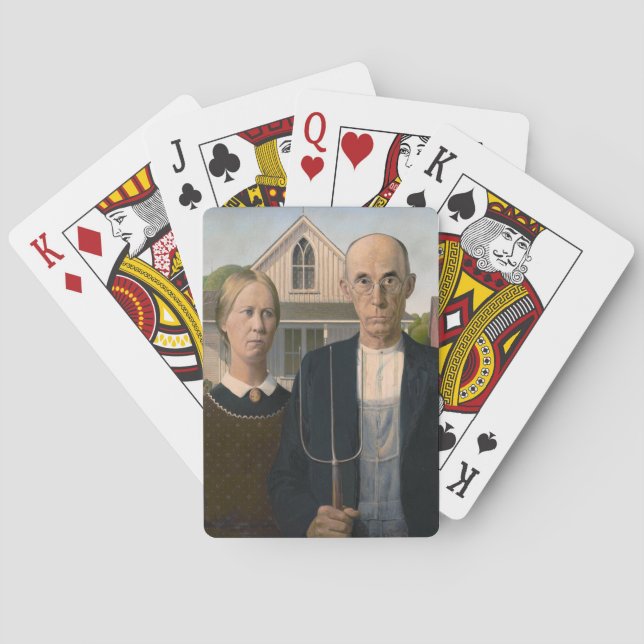 American Gothic: Country Life Poor Rural Farmer Playing Cards (Back)