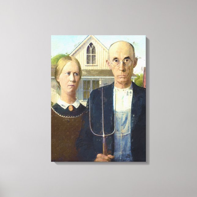 American Gothic Fine Art Oil Painting Canvas Print (Front)