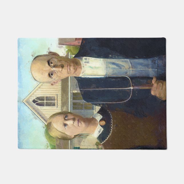 American Gothic Fine Art Oil Painting Doormat (Front)