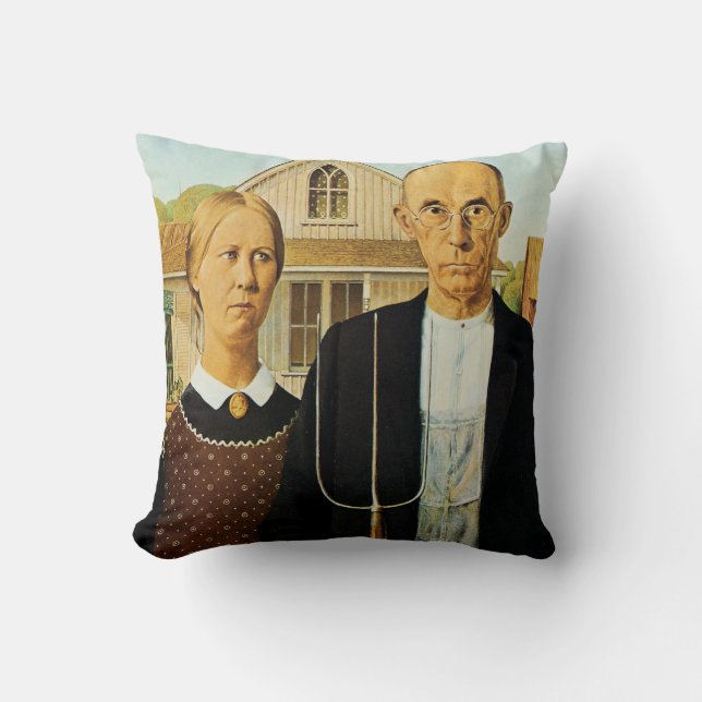 "American Gothic" Fine Art Throw Pillow (Front)