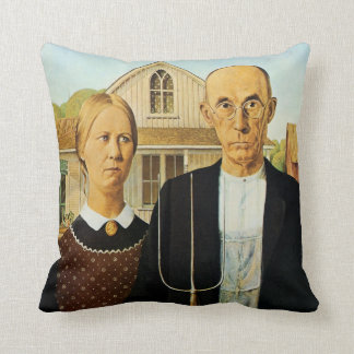 "American Gothic" Fine Art Throw Pillow