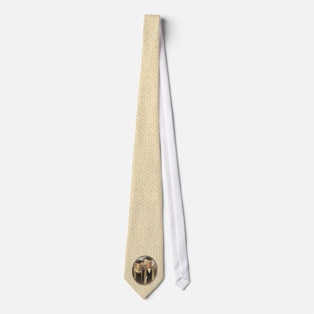 American Gothic Graduation Cameo on Gold Sheen Tie (Front)