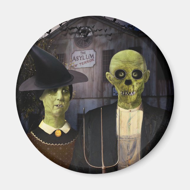 American Gothic Halloween Haunted House Magnet (Front)