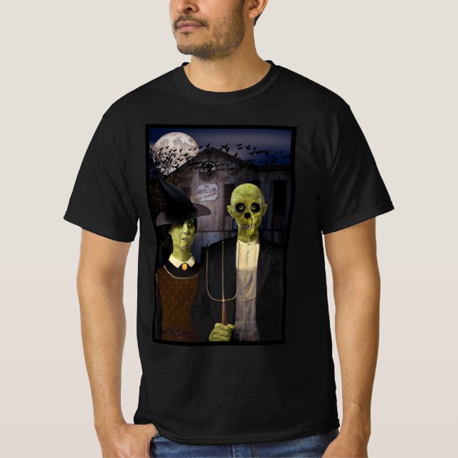American Gothic Halloween Haunted House T-Shirt (Front)