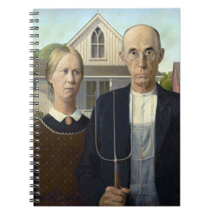 American Gothic Painting by Grant Wood Spiral Notebook