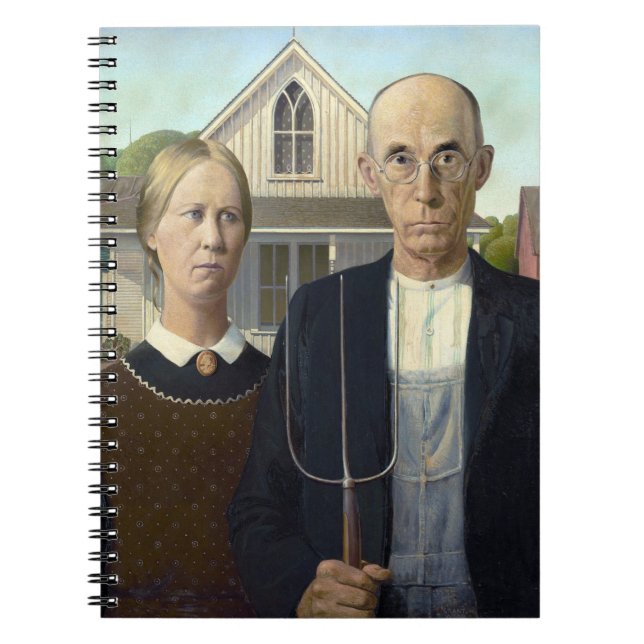 American Gothic Painting by Grant Wood Spiral Notebook (Front)