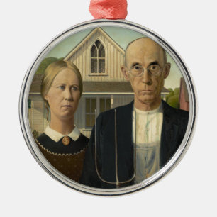American Gothic Painting Metal Tree Decoration