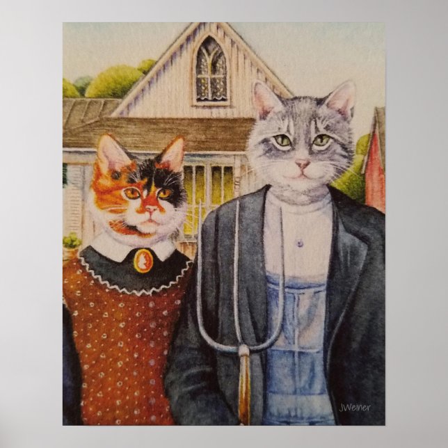 American Gothic Parody Painting Watercolor 16x20 Poster (Front)