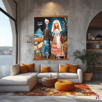American Gothic Reimagined: Whimsical Abstract Art
