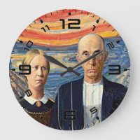 American Gothic Scream Art Mashup Clock