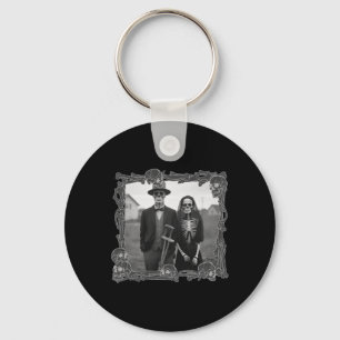 American Gothic Skeleton Halloween Costume Key Ring