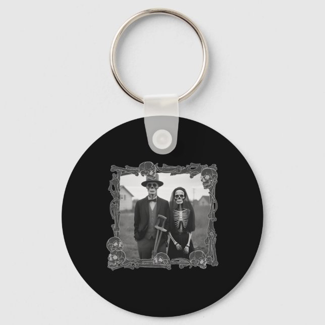 American Gothic Skeleton Halloween Costume  Key Ring (Front)
