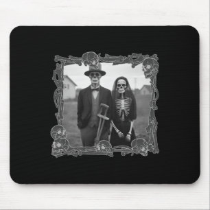 American Gothic Skeleton Halloween Costume  Mouse Pad