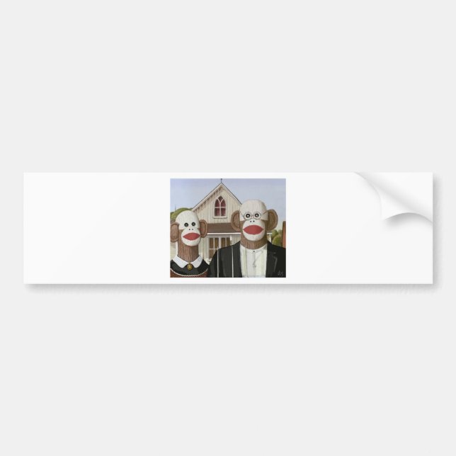 American Gothic Sock Monkeys Bumper Sticker (Front)