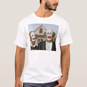American Gothic Sock Monkeys T-Shirt