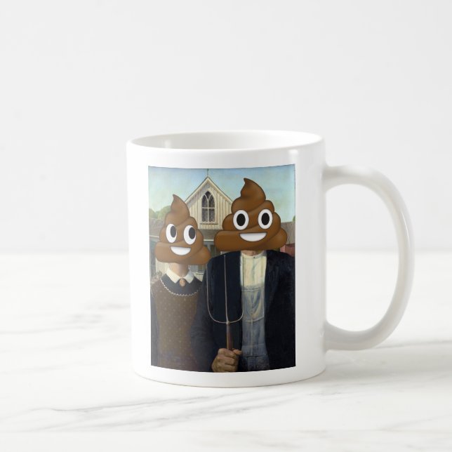 American Gothic with Happy Poop Coffee Mug (Right)