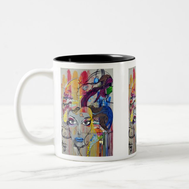 American Graffiti Drawing Paint Sketch Writing Two-Tone Coffee Mug (Left)
