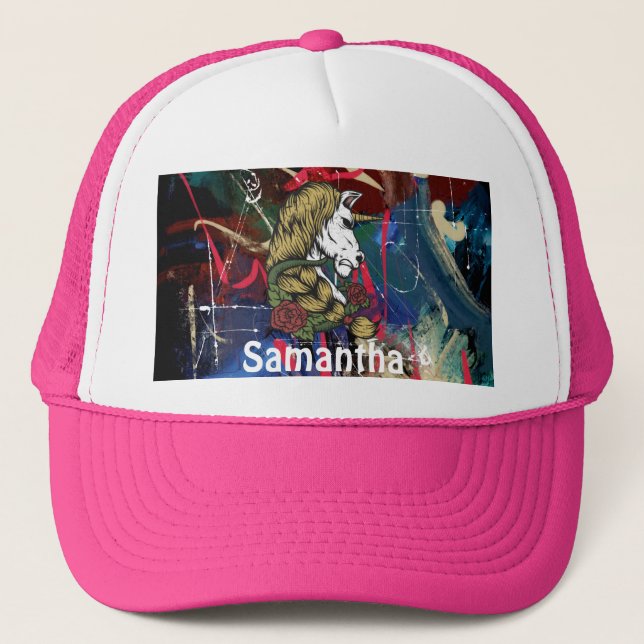AMERICAN GRAFFITTI WARRIOR Personalised Unicorn  T Trucker Hat (Front)