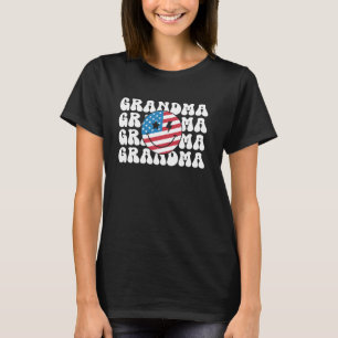 American Grandma Retro Groovy 4th of July Smile Fa T-Shirt