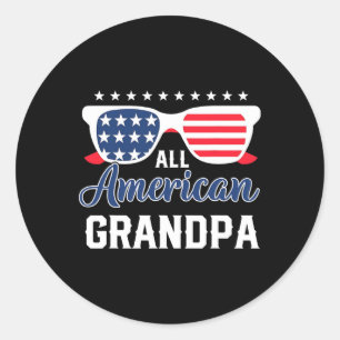American Grandpa 4th Of July Usa Sungles Mens Gift Classic Round Sticker