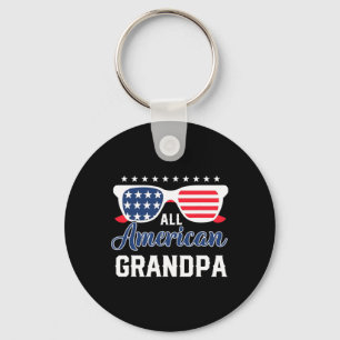 American Grandpa 4th Of July Usa Sungles Mens Gift Key Ring