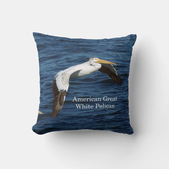 American Great White Pelican square pillow (Front)