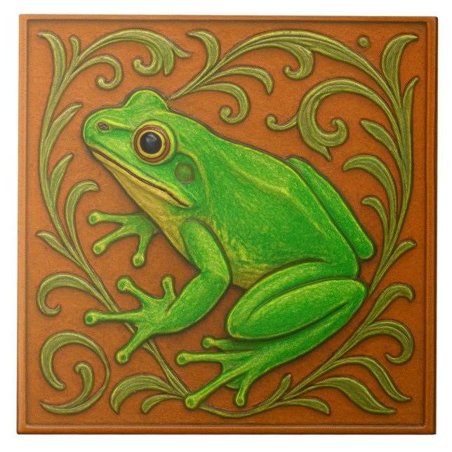 American Green Tree Frog - Ceramic Tile (Front)