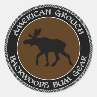 American Grouch Backwoods Bum Gear Classic Round Sticker
