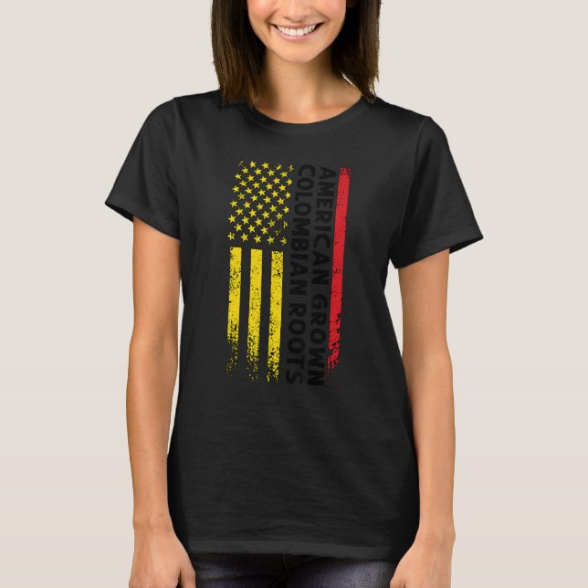 American Growm Colombian Roots Colombian Colombia T-Shirt (Front)