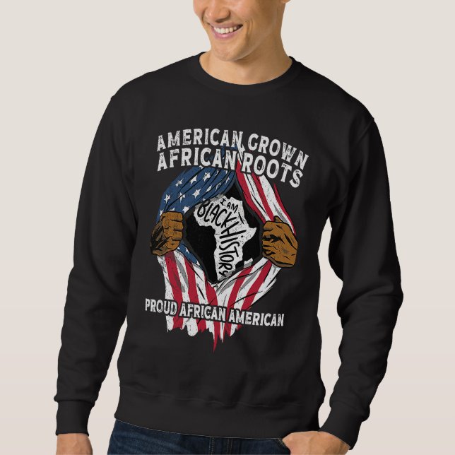 American Grown African Roots USA African Flag Patr Sweatshirt (Front)