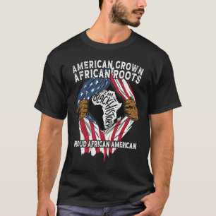 American Grown African Roots USA African Flag Patr T-Shirt